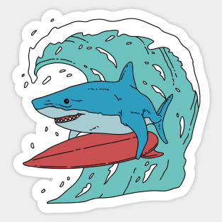 Blue Shark Surfing Sticker